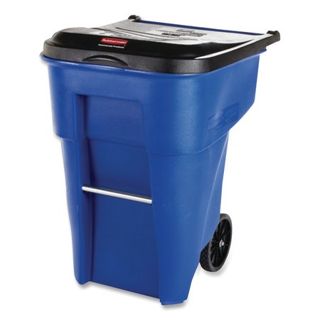 Rubbermaid Commercial 50 gal Square Trash Can, Blue, Top Door, Plastic FG9W2700BLUE